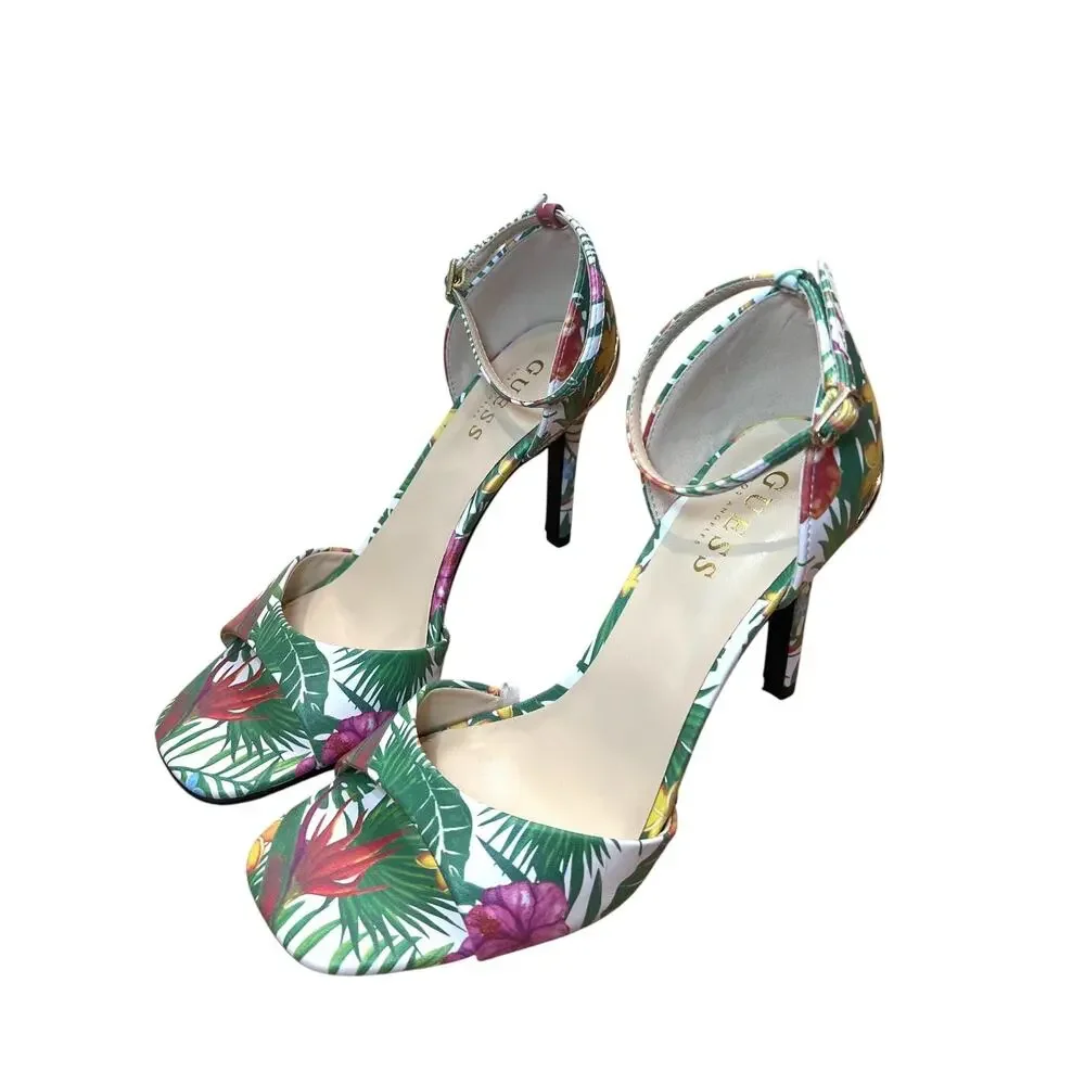 GUESS Women Floral Pump Heels Colorful Garden Party Summer Dress Shoes Size 8M